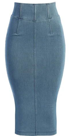 JLUXLABEL ANITA LONG DENIM SKIRT