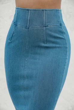 JLUXLABEL ANITA LONG DENIM SKIRT