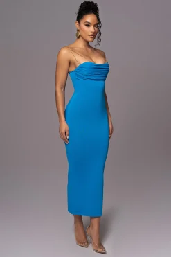 JLUXLABEL Aqua La Lune Drape Midi Dress