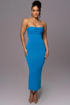 JLUXLABEL Aqua La Lune Drape Midi Dress
