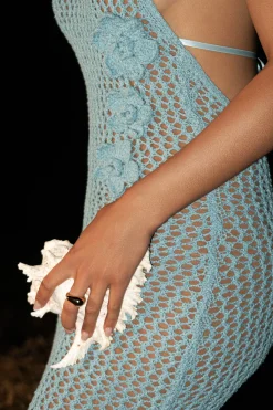 JLUXLABEL Aqua Paradise Crochet Maxi Dress