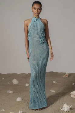 JLUXLABEL Aqua Paradise Crochet Maxi Dress