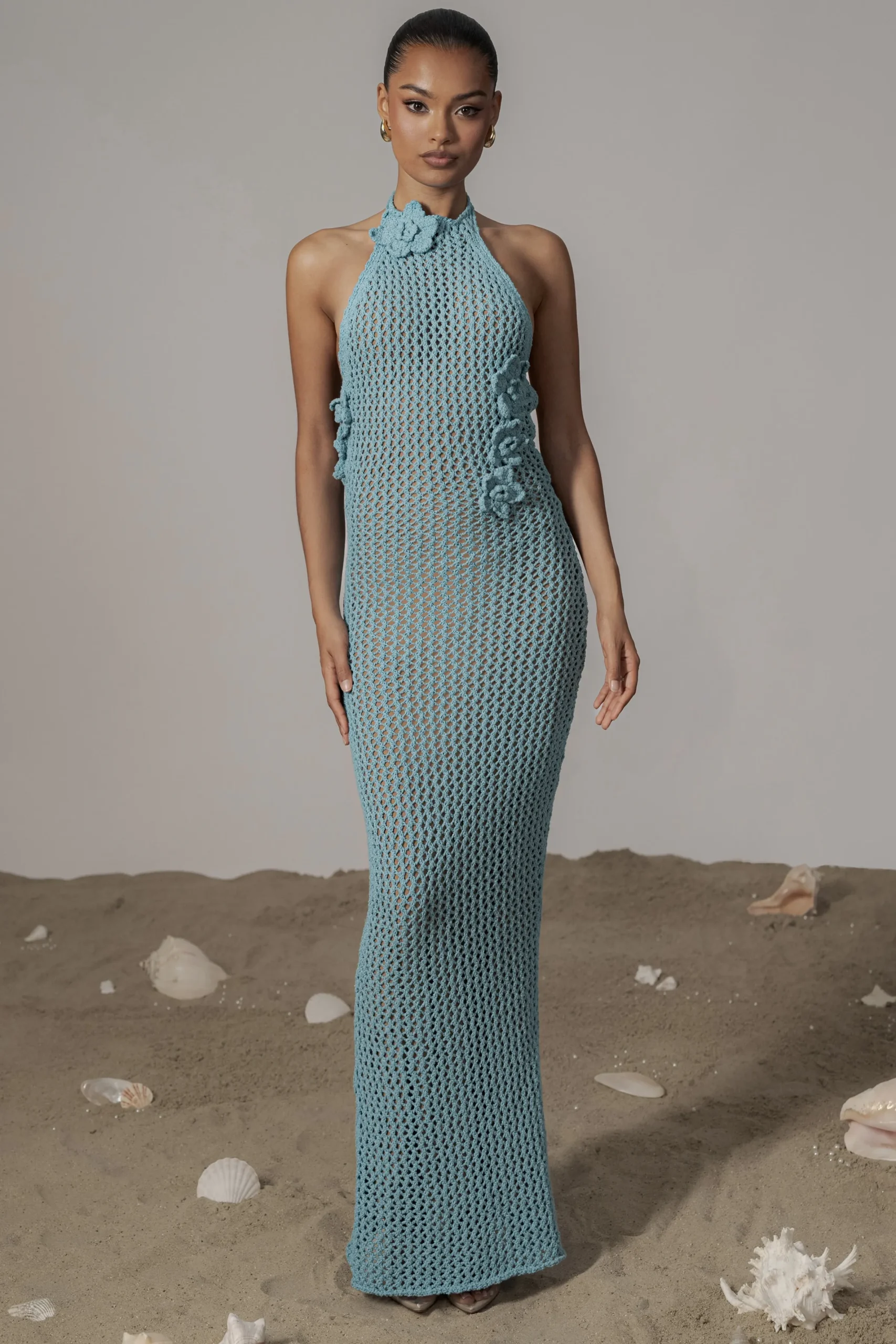 JLUXLABEL Aqua Paradise Crochet Maxi Dress