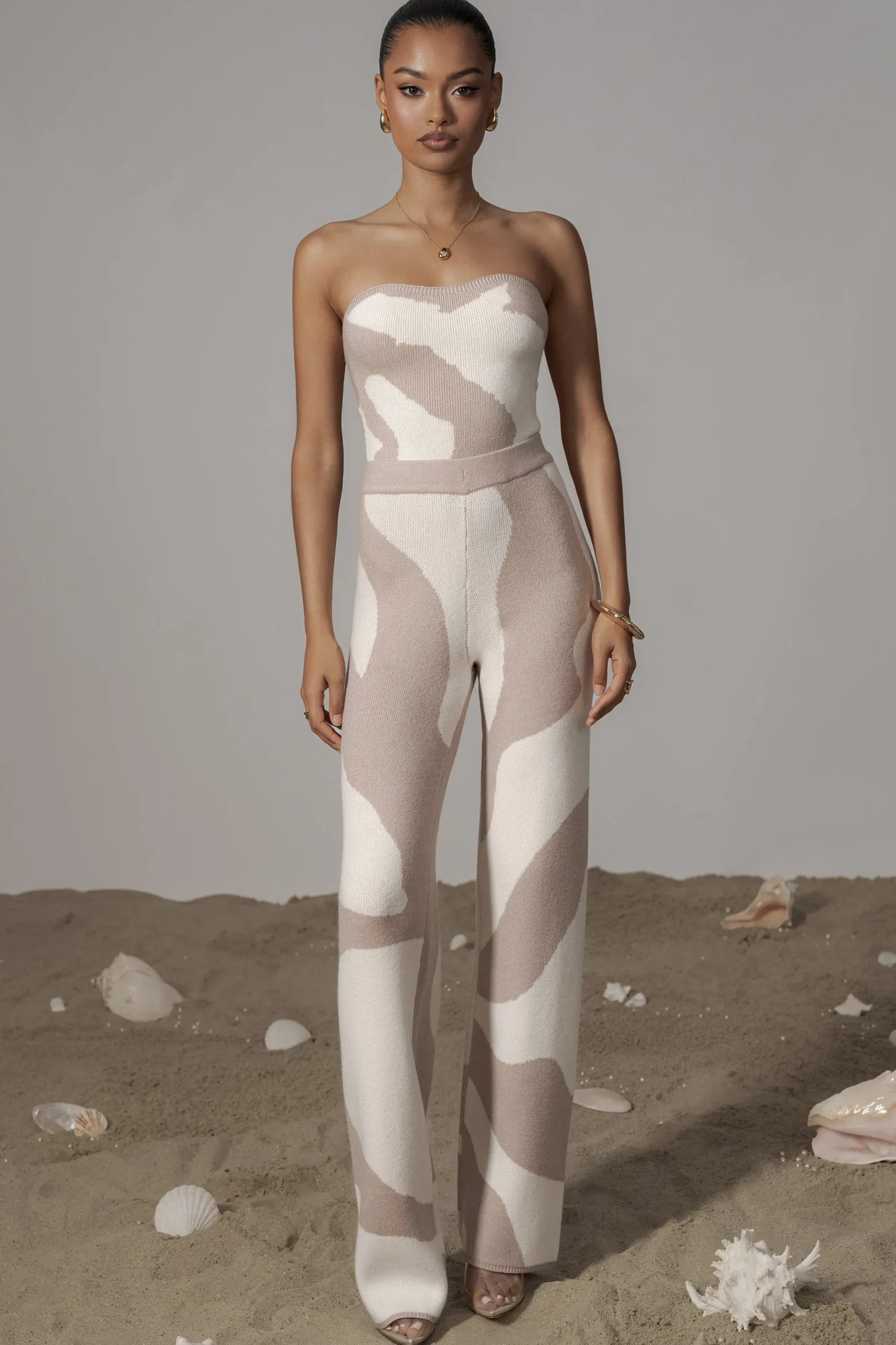 JLUXLABEL Beige Abstract Tiarra Pants
