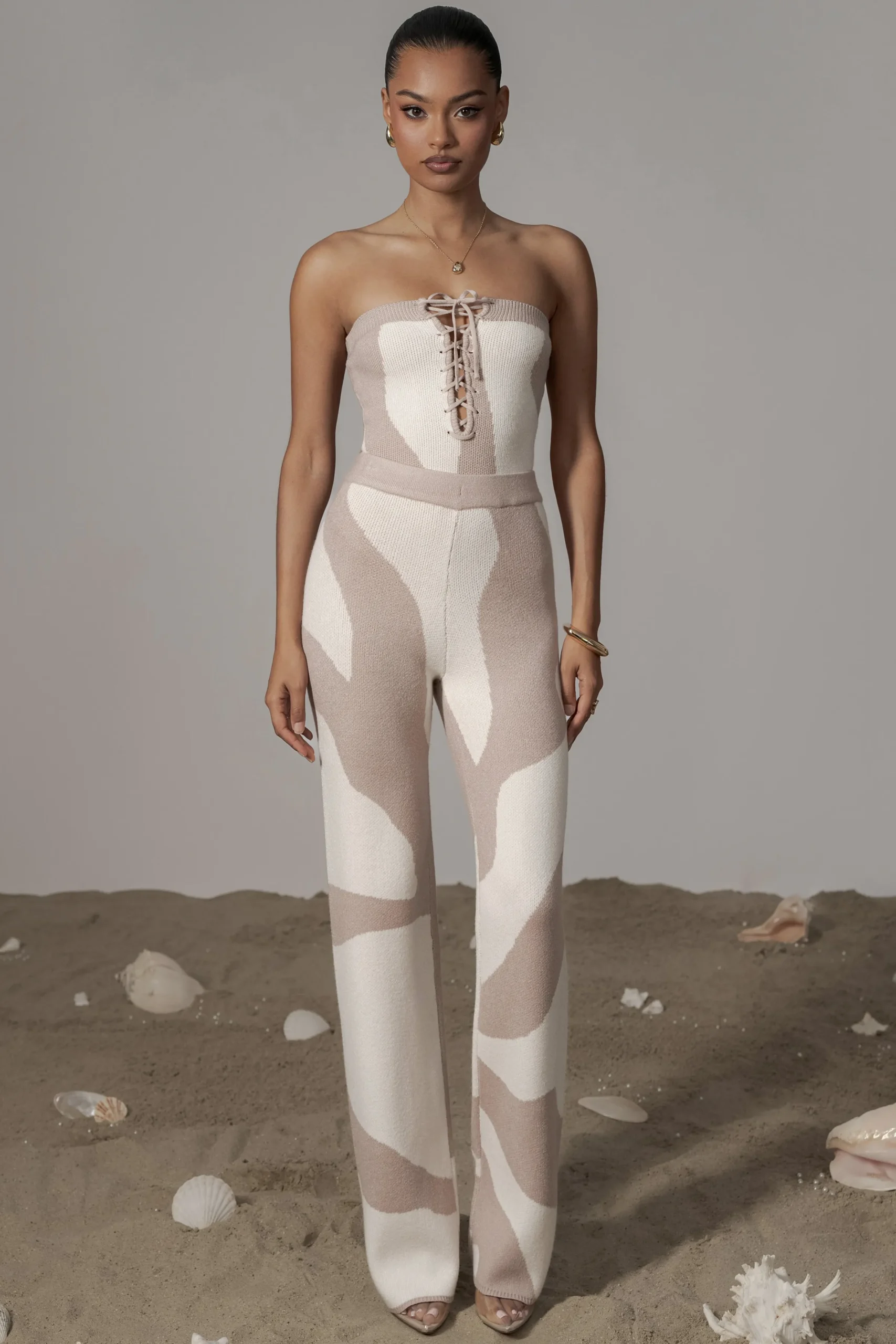 JLUXLABEL Beige Abstract Tiarra Pants