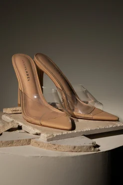 JLUXLABEL Beige Adora Clear Strap Heel