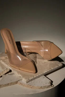 JLUXLABEL Beige Adora Clear Strap Heel