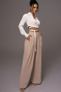 JLUXLABEL Beige After Sunset Pleated Pants