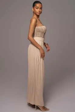 JLUXLABEL Beige After Sunset Pleated Pants