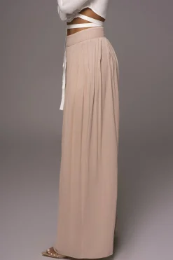 JLUXLABEL Beige After Sunset Pleated Pants