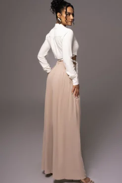 JLUXLABEL Beige After Sunset Pleated Pants
