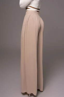 JLUXLABEL Beige After Sunset Pleated Pants