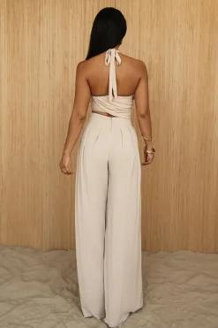 JLUXLABEL Beige After Sunset Pleated Pants