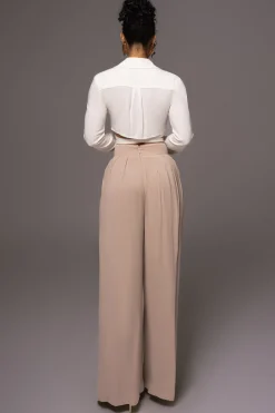 JLUXLABEL Beige After Sunset Pleated Pants