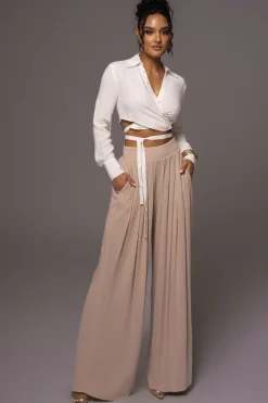 JLUXLABEL Beige After Sunset Pleated Pants
