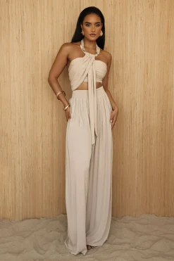 JLUXLABEL Beige After Sunset Pleated Pants