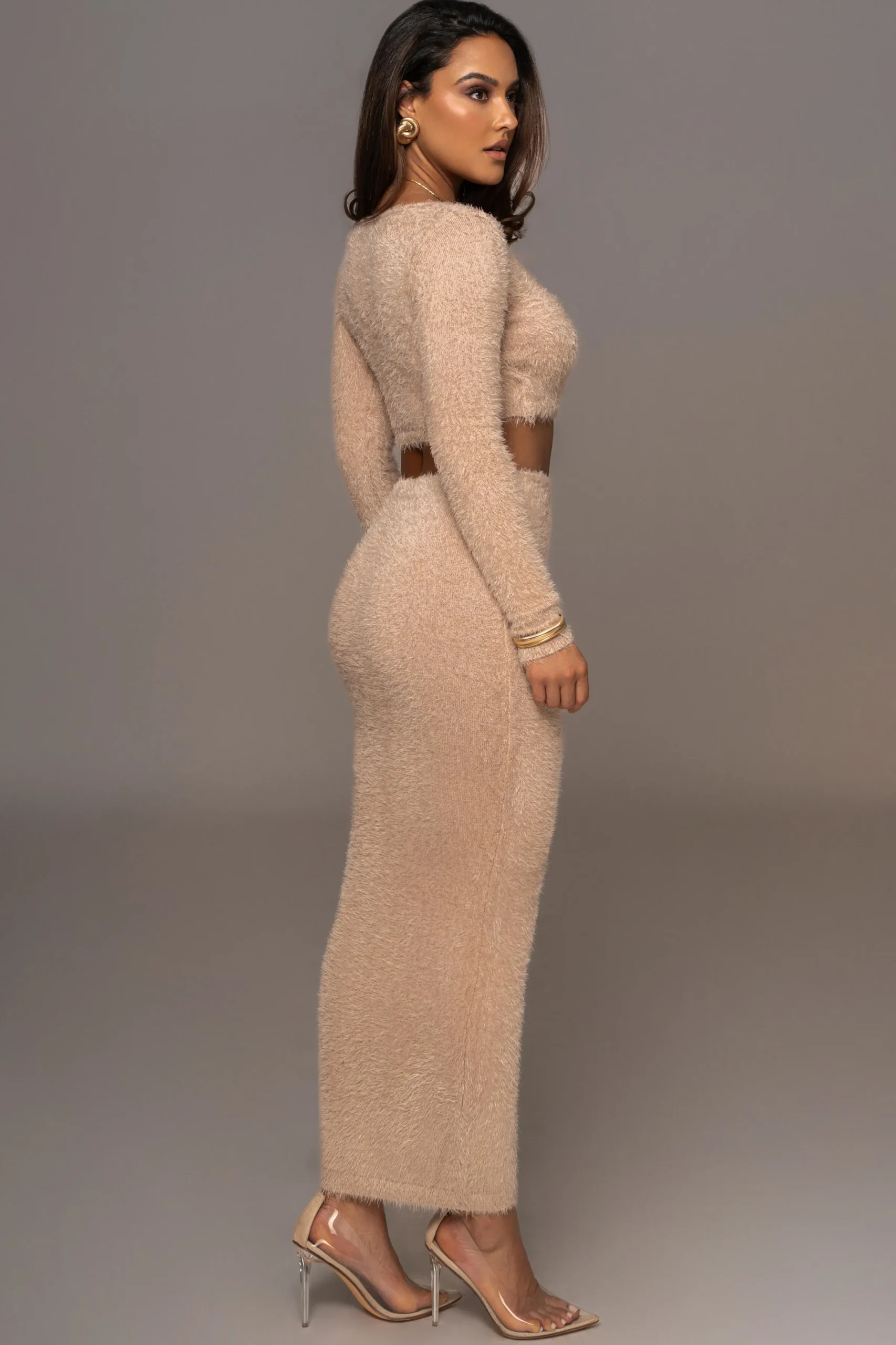 JLUXLABEL Beige Annette Sweater Knit Skirt Set