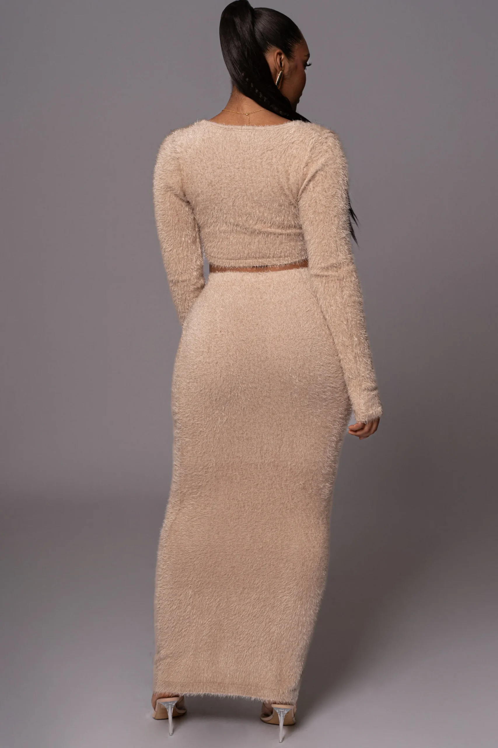 JLUXLABEL Beige Annette Sweater Knit Skirt Set