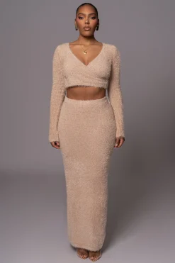 JLUXLABEL Beige Annette Sweater Knit Skirt Set
