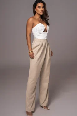 JLUXLABEL Beige Asymmetrical Draped Trousers