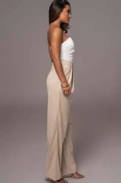 JLUXLABEL Beige Asymmetrical Draped Trousers