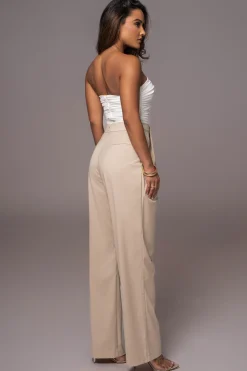 JLUXLABEL Beige Asymmetrical Draped Trousers