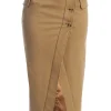 JLUXLABEL Beige Audrey Suede Midi Skirt