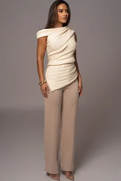 JLUXLABEL Beige Back In Business Knit Trousers