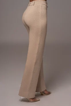 JLUXLABEL Beige Back In Business Knit Trousers