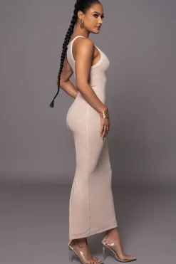 JLUXLABEL Beige Back To You Maxi Dress