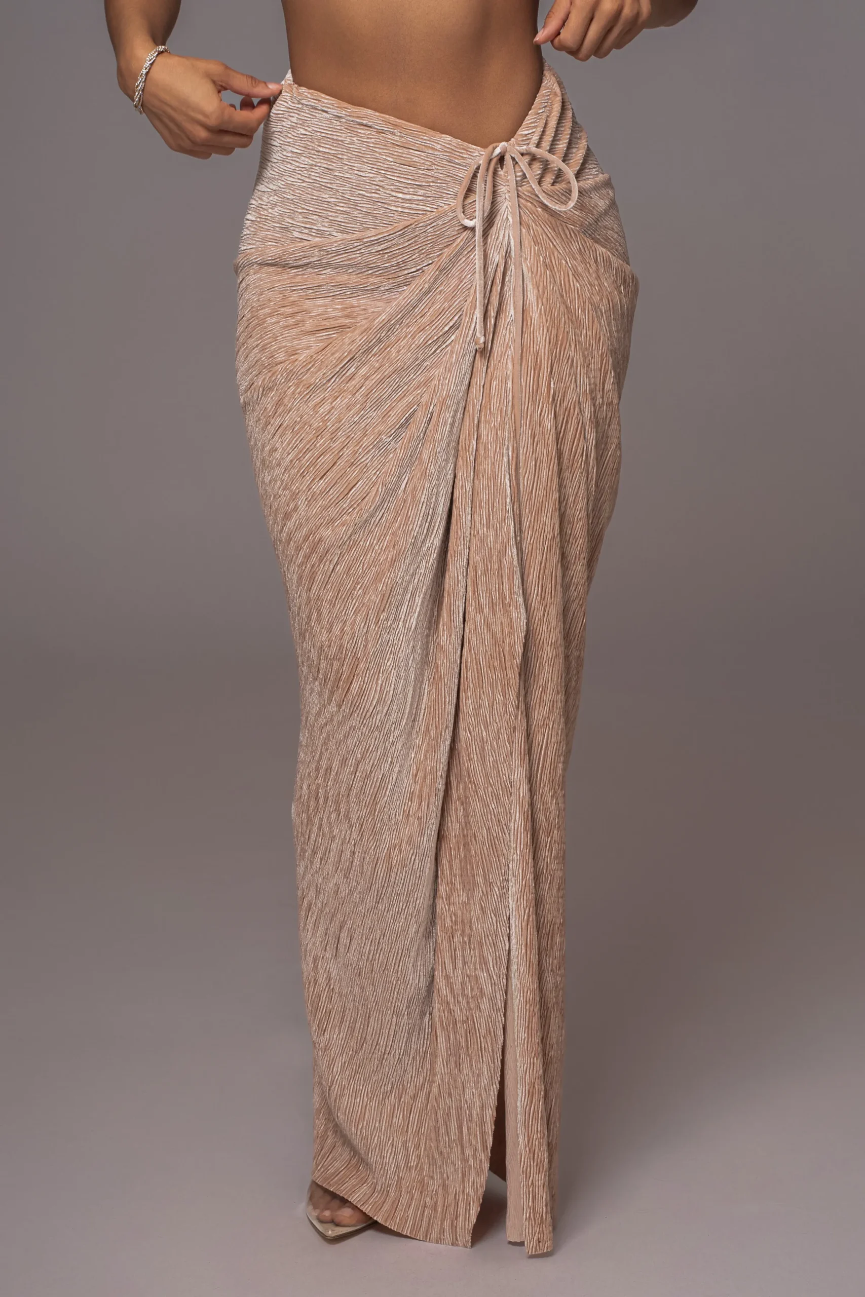 JLUXLABEL Beige Chosen One Velvet Skirt Set