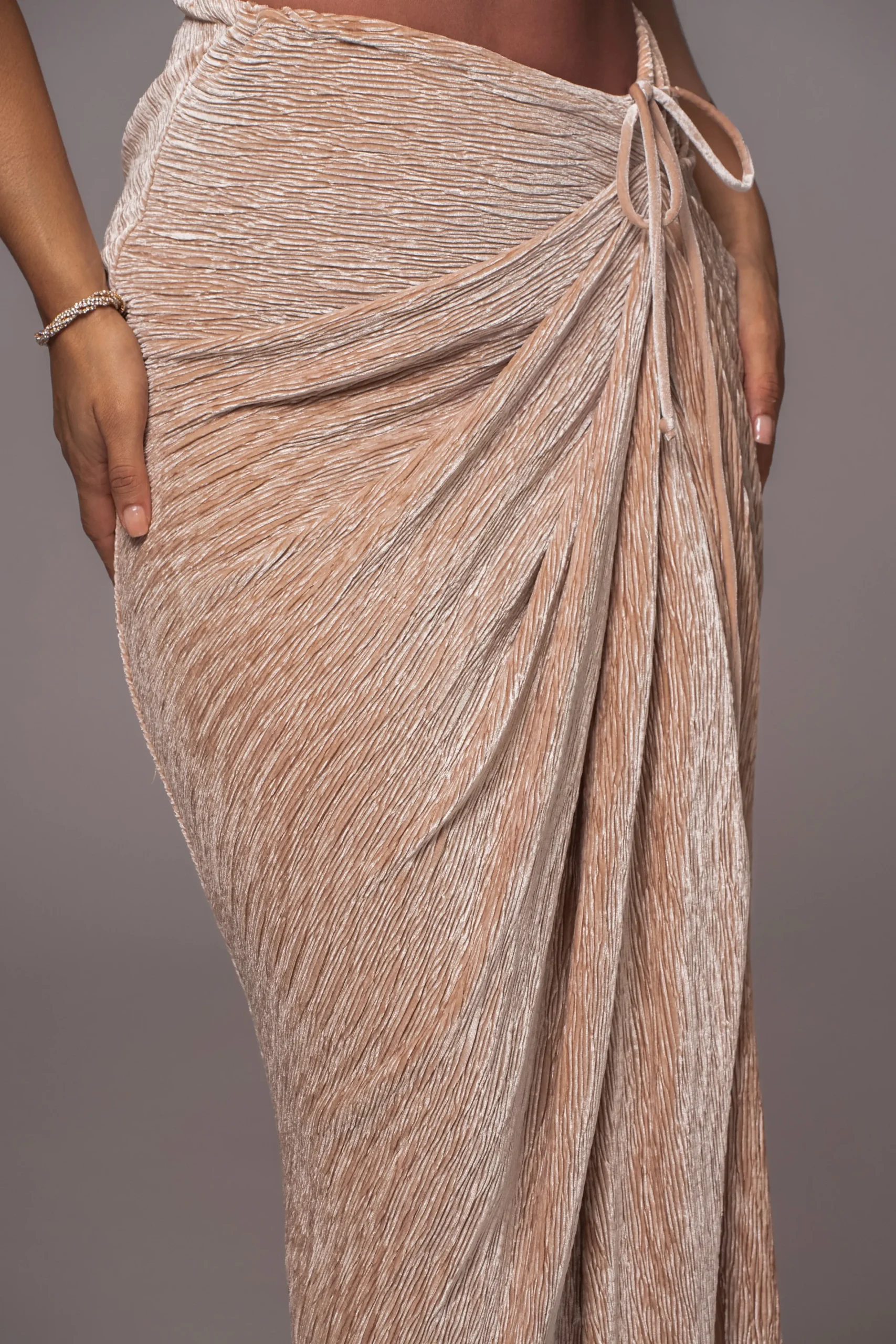 JLUXLABEL Beige Chosen One Velvet Skirt Set