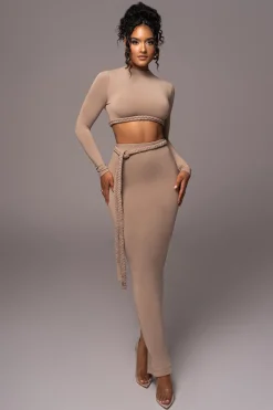 JLUXLABEL Beige City Love Two-Piece Skirt Set