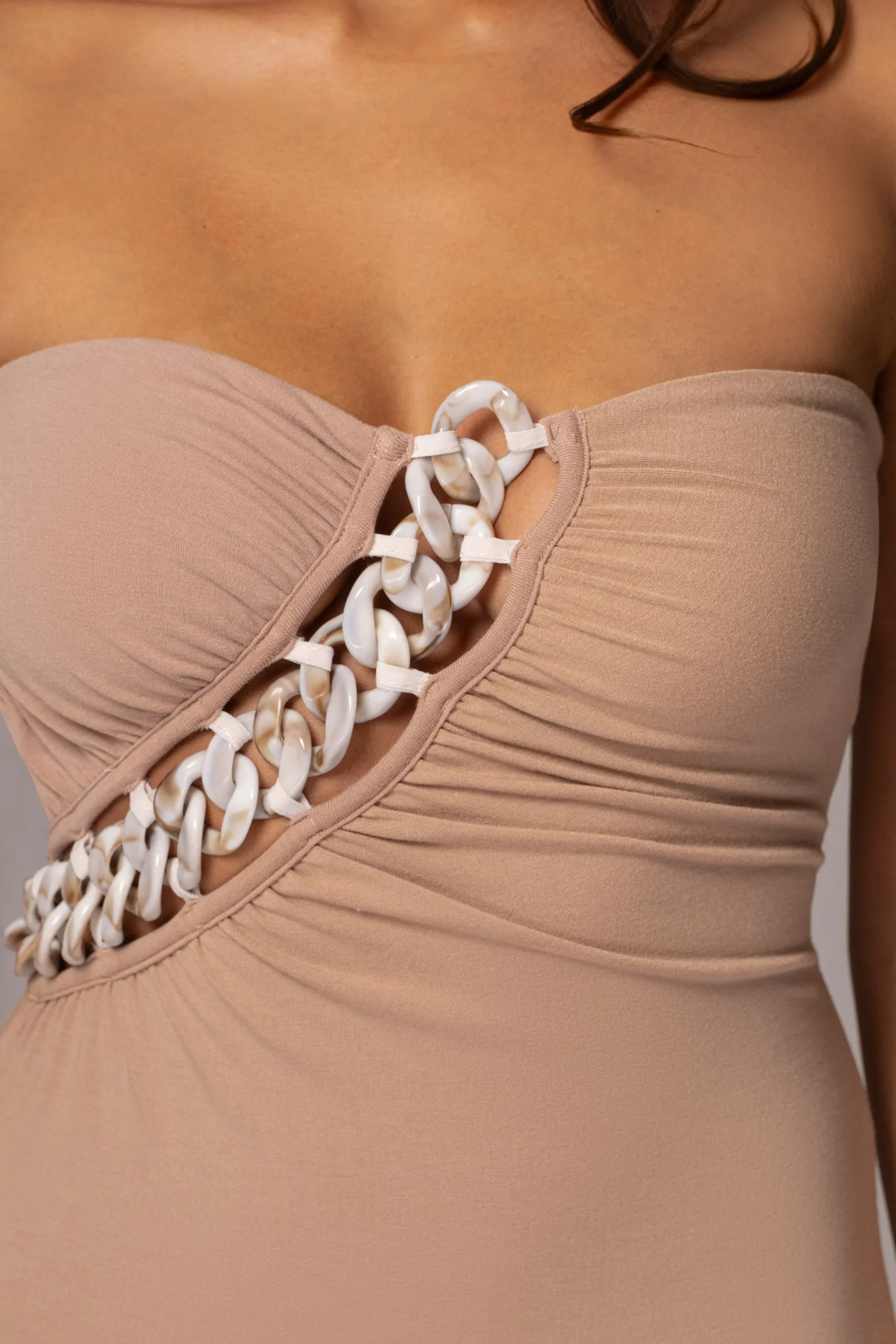 JLUXLABEL Beige Clarisse One Shoulder Dress