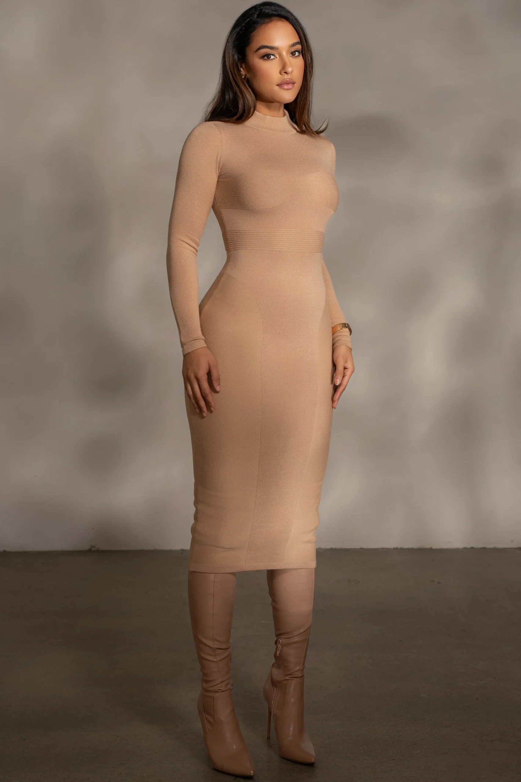JLUXLABEL Beige Dakotah Midi Dress