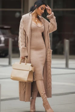 JLUXLABEL Beige Daria Sweater Knit Dress