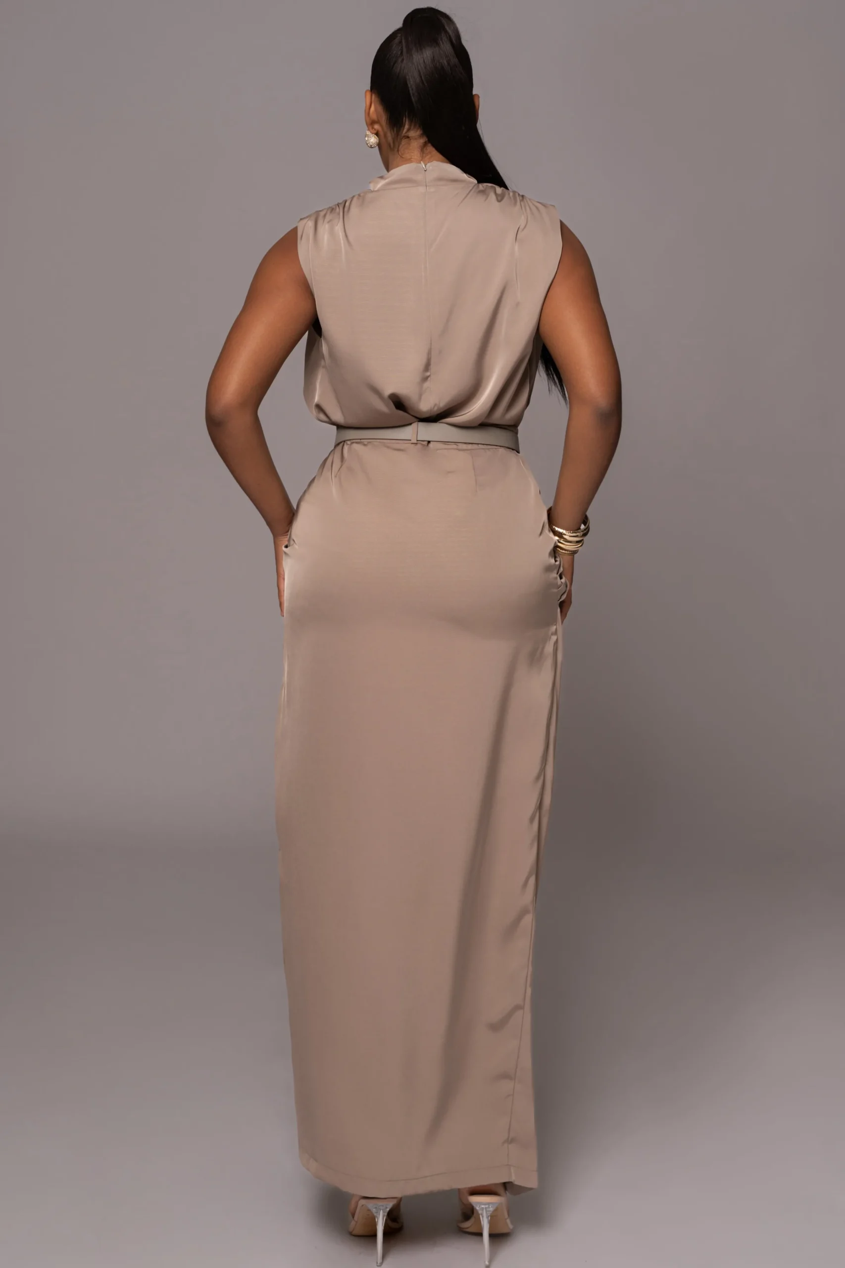 JLUXLABEL Beige Desiree Mock Neck Top