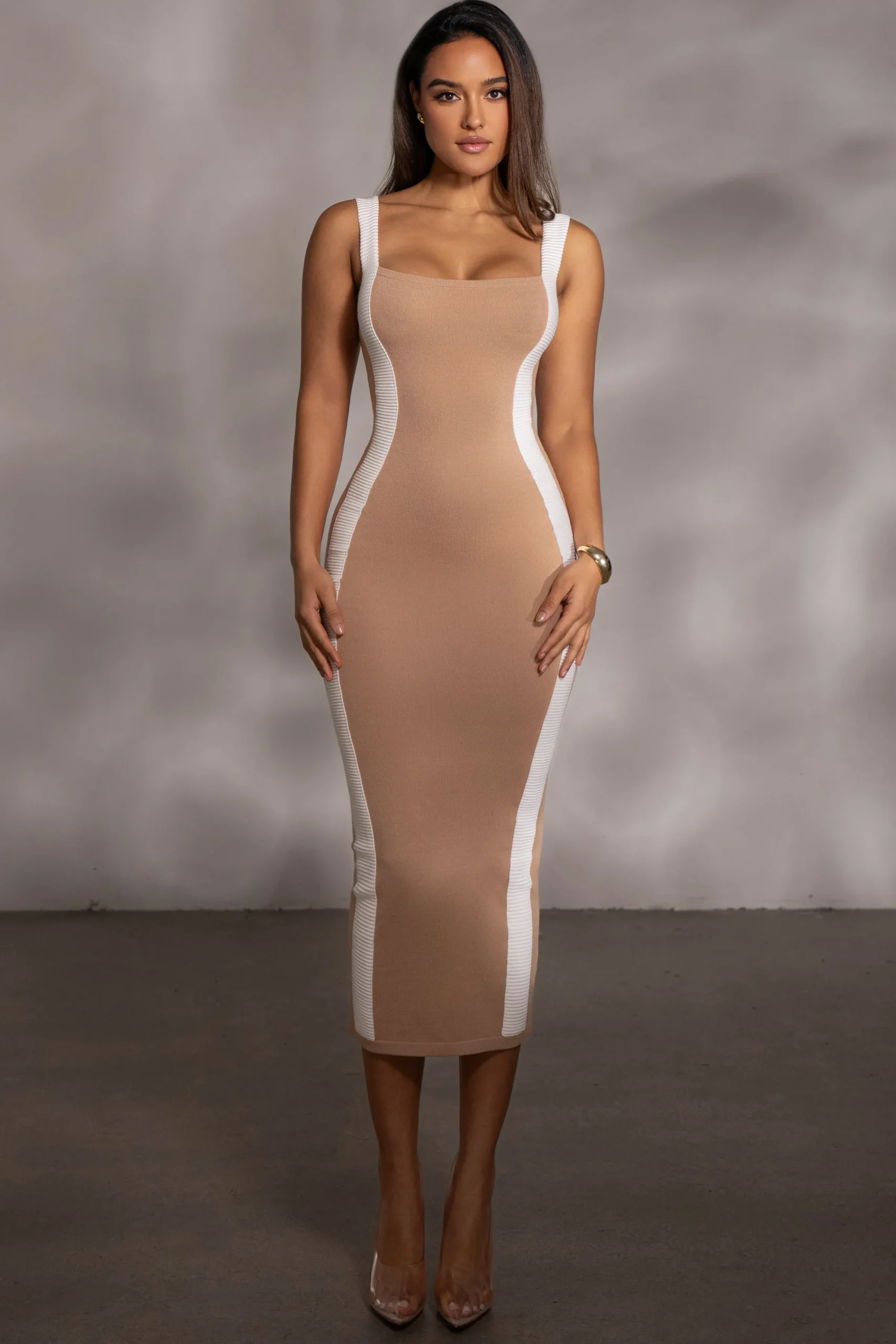 JLUXLABEL Beige Donna Knit Midi Dress