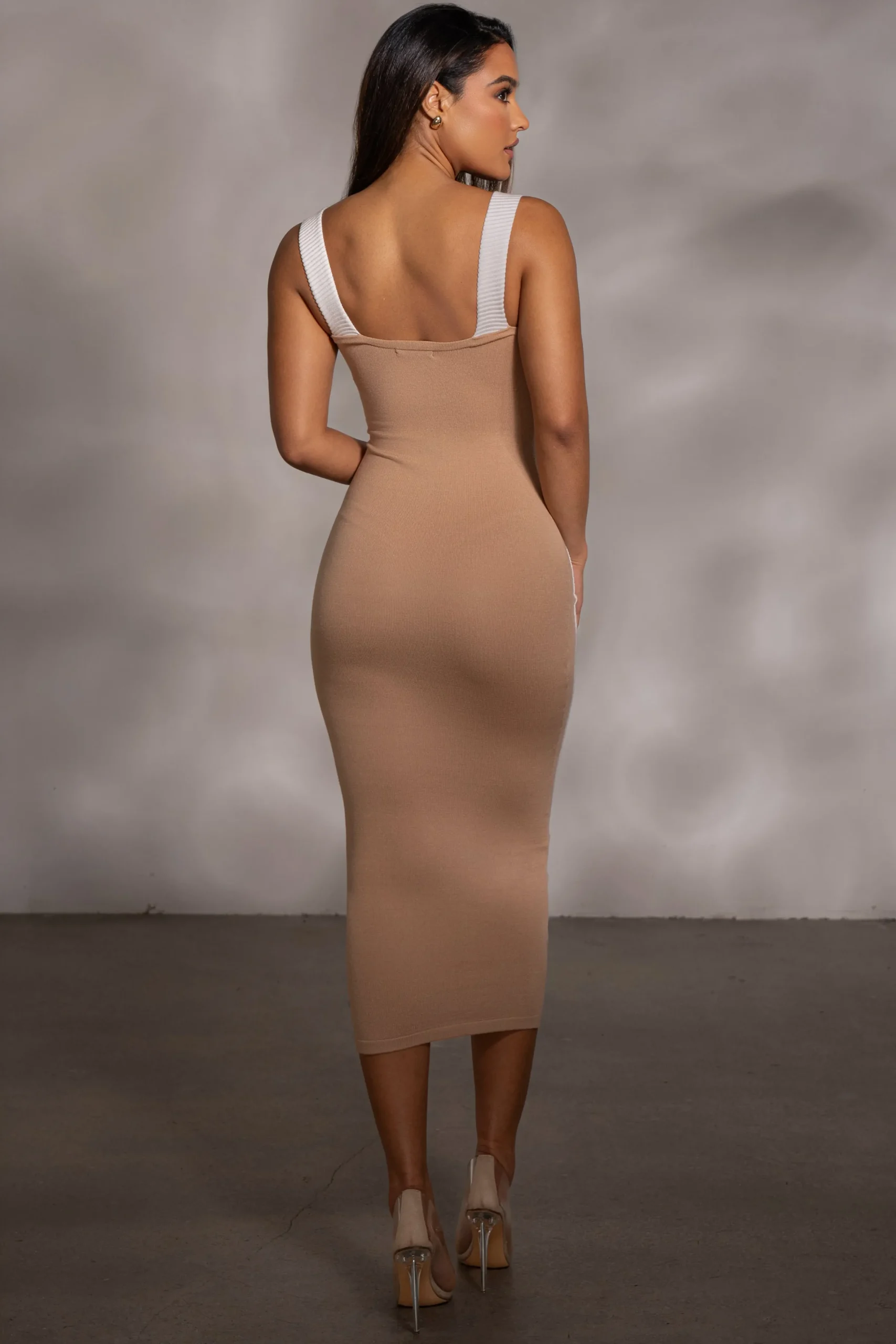 JLUXLABEL Beige Donna Knit Midi Dress