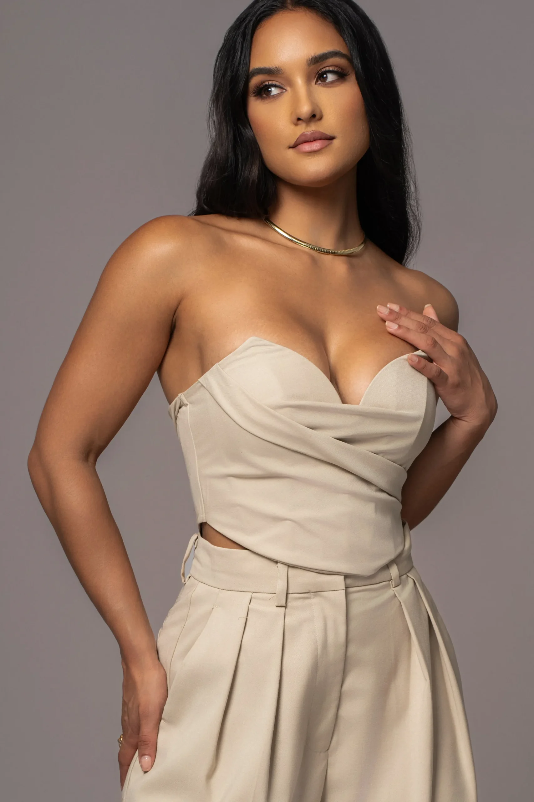 JLUXLABEL Beige Falling For You Corset
