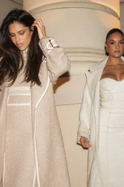 JLUXLABEL Beige Fit For Success Boucle Coat