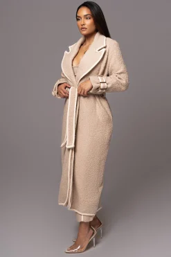 JLUXLABEL Beige Fit For Success Boucle Coat
