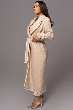 JLUXLABEL Beige Fit For Success Boucle Coat