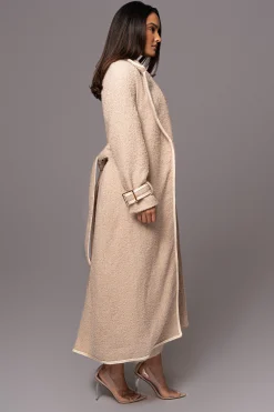 JLUXLABEL Beige Fit For Success Boucle Coat