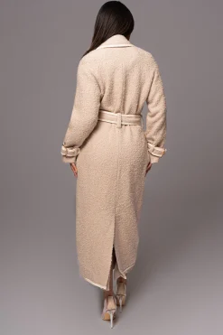 JLUXLABEL Beige Fit For Success Boucle Coat