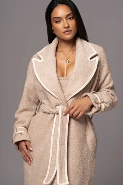 JLUXLABEL Beige Fit For Success Boucle Coat