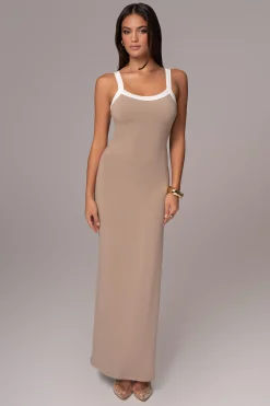 JLUXLABEL Beige Francesca Contrast Maxi Dress