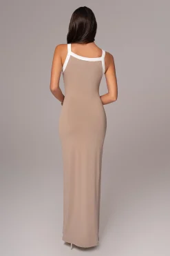 JLUXLABEL Beige Francesca Contrast Maxi Dress