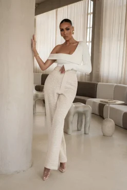 JLUXLABEL Beige Francine Pants