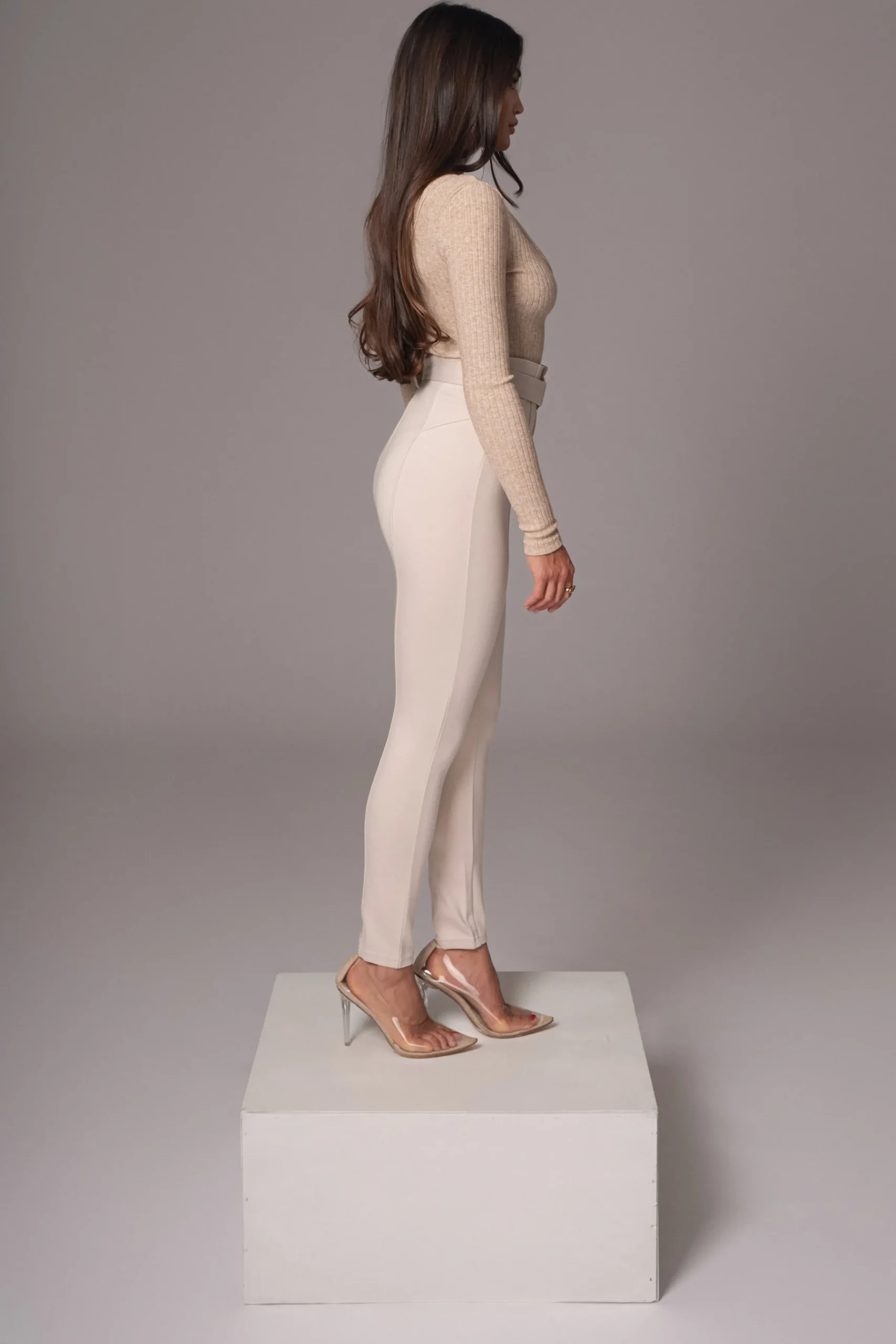 JLUXLABEL Beige Golden Buckled Pants